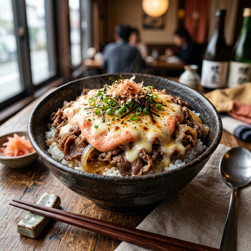 明太マヨチーズ牛丼
